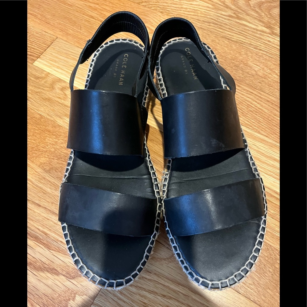 Coke Hahn black leather espadrille sandals, barely worn